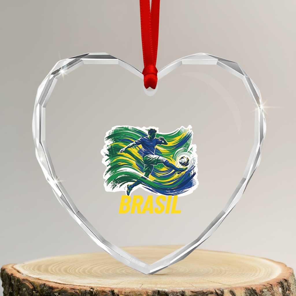 Brazil Soccer Brasil Flag Patriotic Sports Heart Crystal Glass Ornament Brazilian Football Fan Supporter TS14 Transparent Glass 3'' Heart Print Your Wear