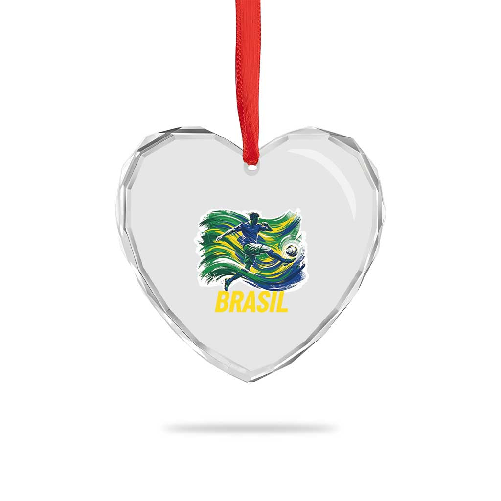 Brazil Soccer Brasil Flag Patriotic Sports Heart Crystal Glass Ornament Brazilian Football Fan Supporter TS14 Print Your Wear