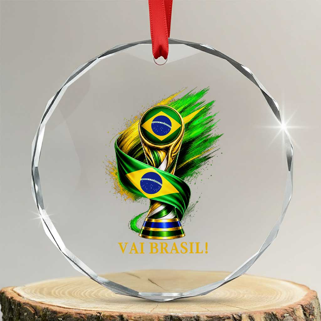 Brazil Soccer Fan 2026 Gift Crystal Glass Ornament Vai Brasil TS12 Transparent Glass 3'' Circle Print Your Wear