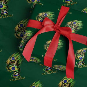 Brazil Soccer Fan 2026 Gift Wrapping Paper Roll Vai Brasil