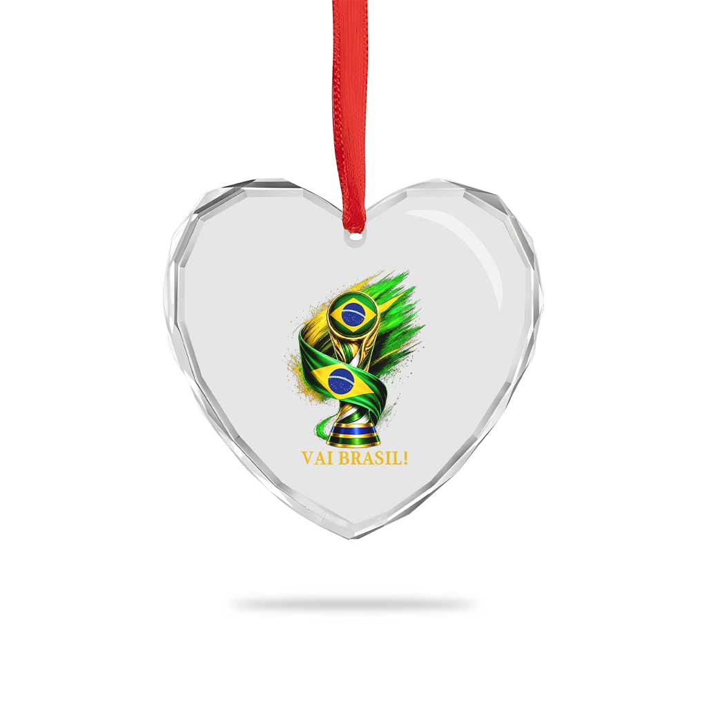 Brazil Soccer Fan 2026 Gift Heart Crystal Glass Ornament Vai Brasil