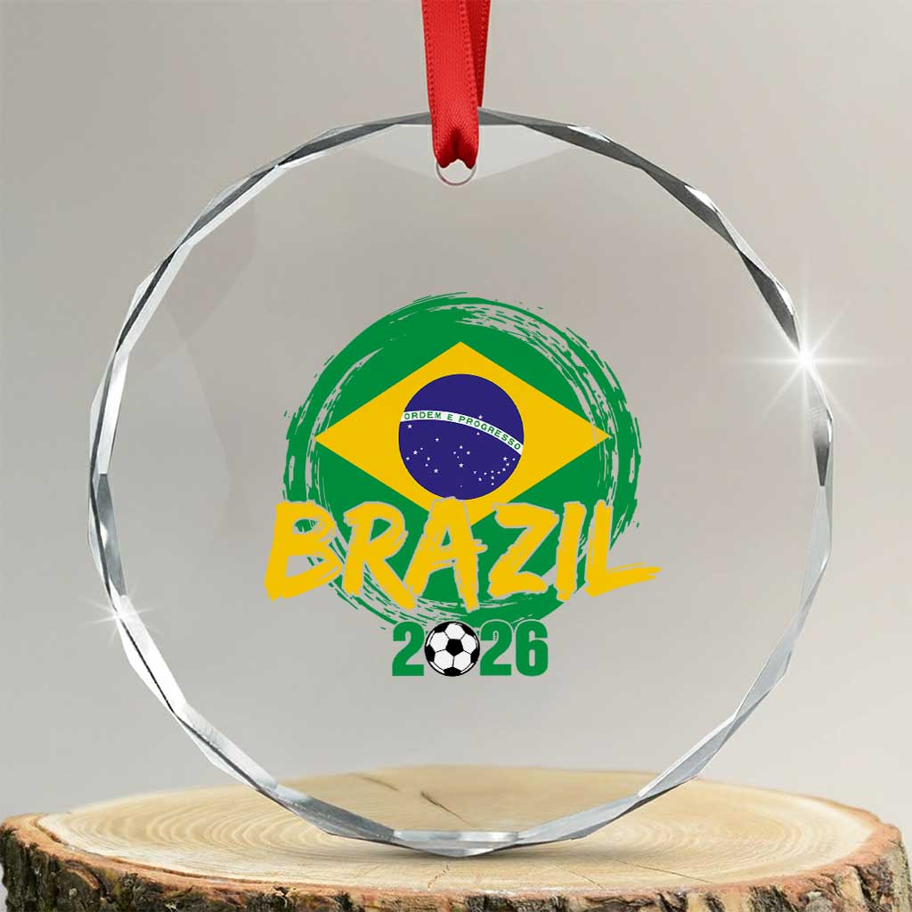 Brazil Soccer Fan Brasil Flag Crystal Glass Ornament Brazilian Football Game Day Supporter TS14 Transparent Glass 3'' Circle Print Your Wear