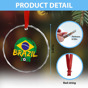 Brazil Soccer Fan Brasil Flag Crystal Glass Ornament Brazilian Football Game Day Supporter