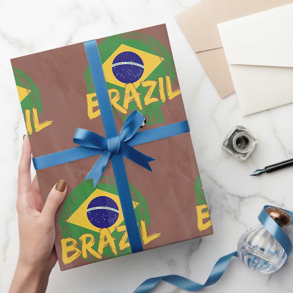 Brazil Soccer Fan Brasil Flag Wrapping Paper Roll Brazilian Football Game Day Supporter TS14 Mocha Print Your Wear