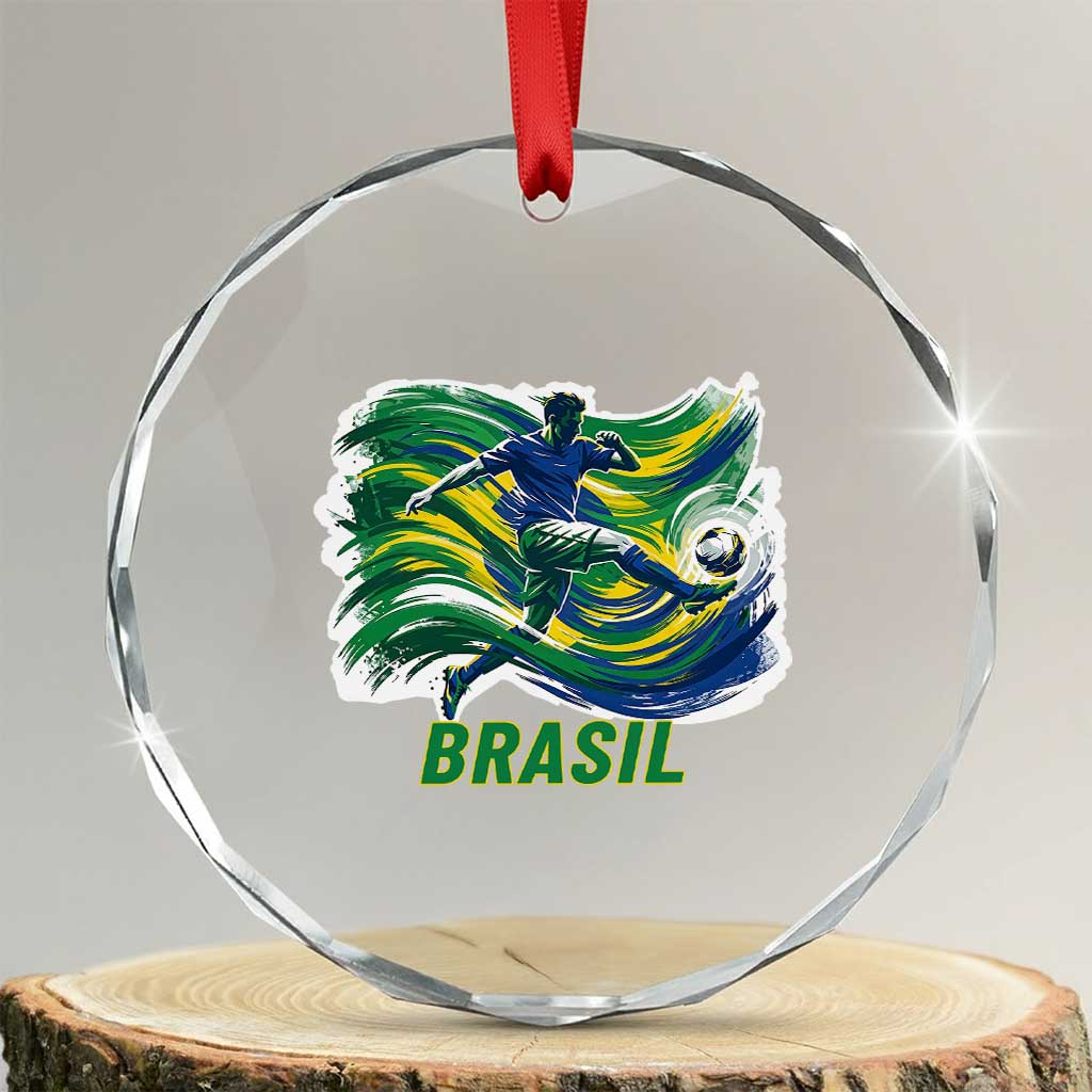 Brazil Soccer Fan Crystal Glass Ornament Brasil Flag Football Game Day Supporter TS14 Transparent Glass 3'' Circle Print Your Wear