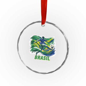 Brazil Soccer Fan Crystal Glass Ornament Brasil Flag Football Game Day Supporter