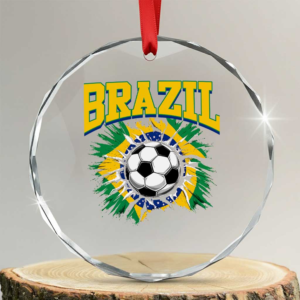 Brazil Soccer Fan Crystal Glass Ornament Brazilian Football Game Day Fan TS14 Transparent Glass 3'' Circle Print Your Wear