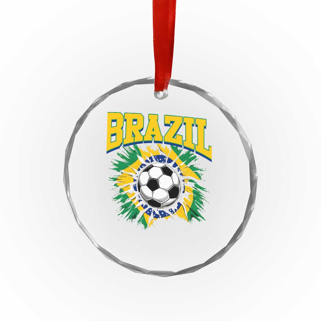 Brazil Soccer Fan Crystal Glass Ornament Brazilian Football Game Day Fan