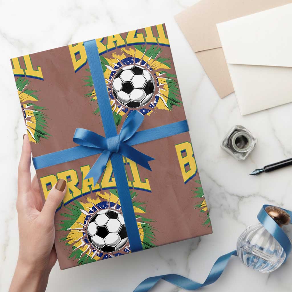 Brazil Soccer Fan Wrapping Paper Roll Brazilian Football Game Day Fan