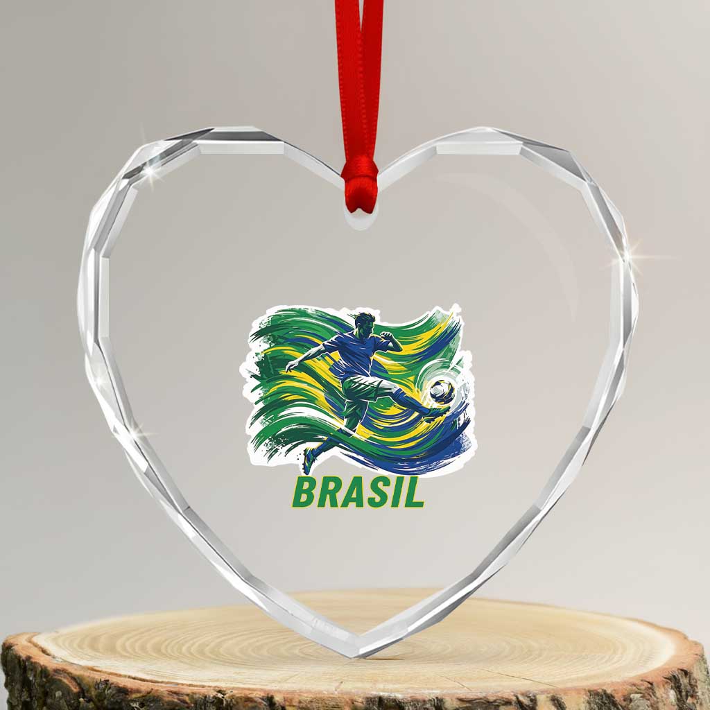 Brazil Soccer Fan Heart Crystal Glass Ornament Brasil Flag Football Game Day Supporter TS14 Transparent Glass 3'' Heart Print Your Wear