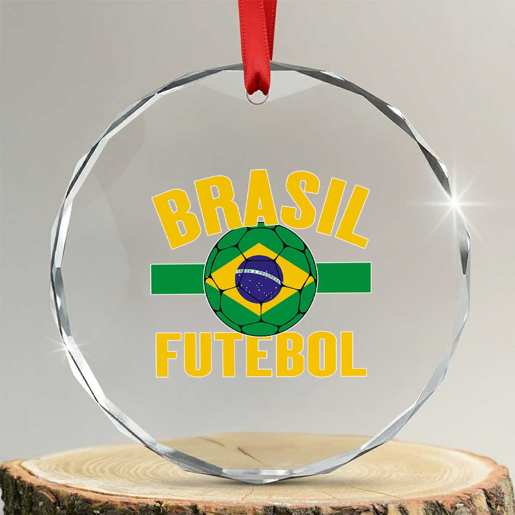 Brazil Soccer Football Fan Brasil Flag Crystal Glass Ornament TS14 Transparent Glass 3'' Circle Print Your Wear