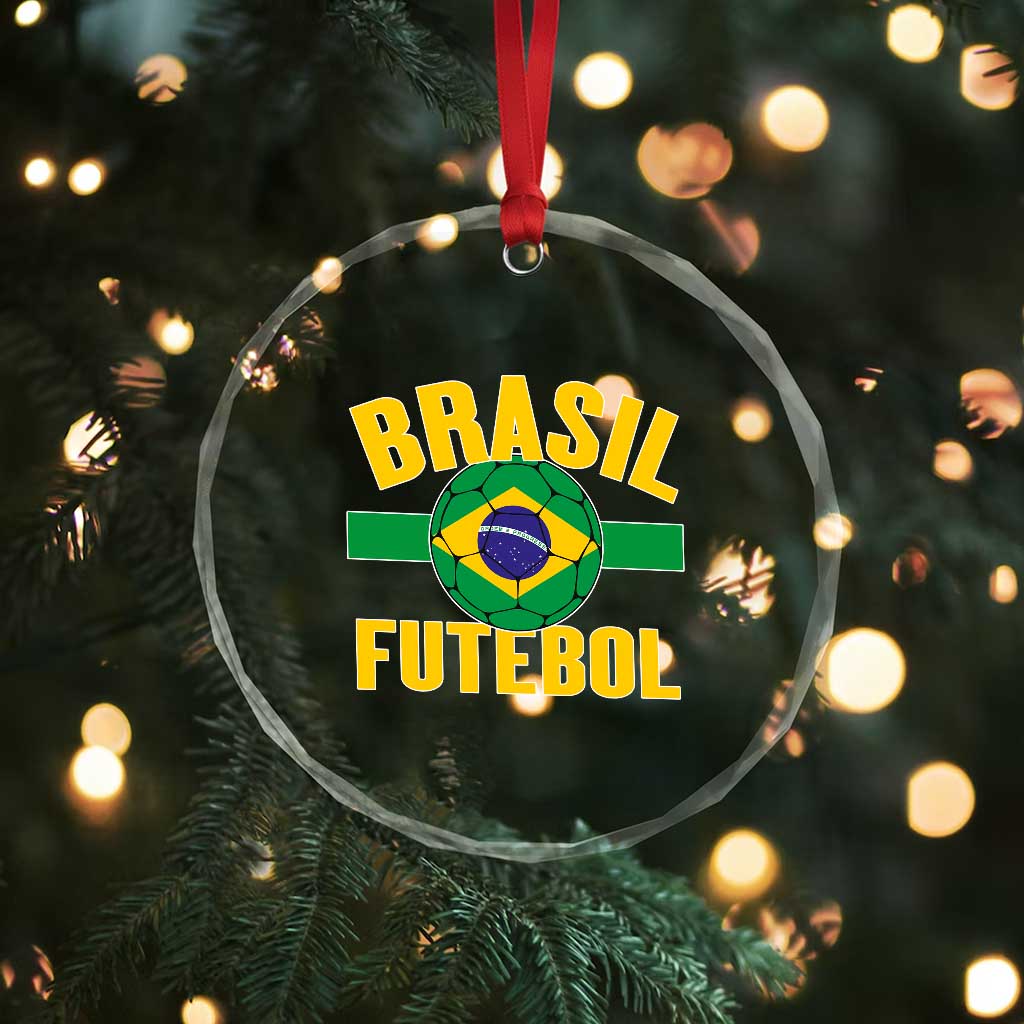 Brazil Soccer Football Fan Brasil Flag Crystal Glass Ornament