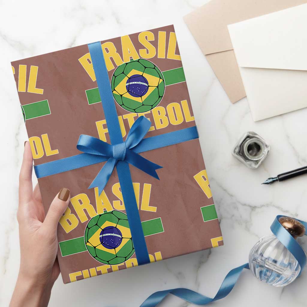 Brazil Soccer Football Fan Brasil Flag Wrapping Paper Roll TS14 Mocha Print Your Wear