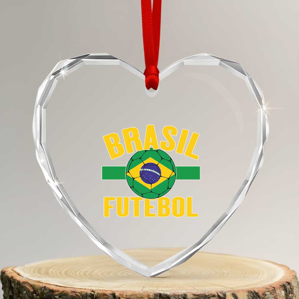 Brazil Soccer Football Fan Brasil Flag Heart Crystal Glass Ornament TS14 Transparent Glass 3'' Heart Print Your Wear