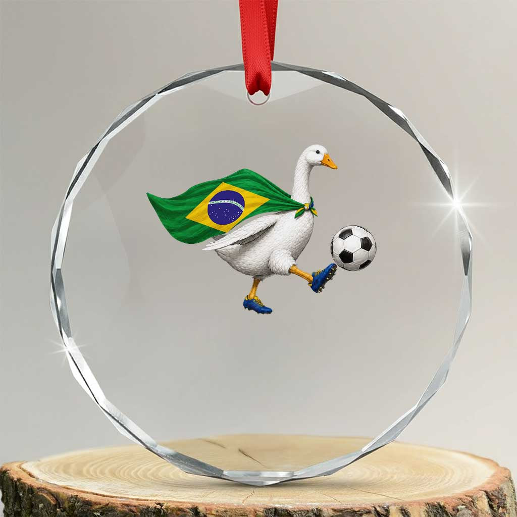 Brazil Soccer Goose Crystal Glass Ornament Brazilian Flag Patriotic Football Fan Graphic TS10 Transparent Glass 3'' Circle Print Your Wear