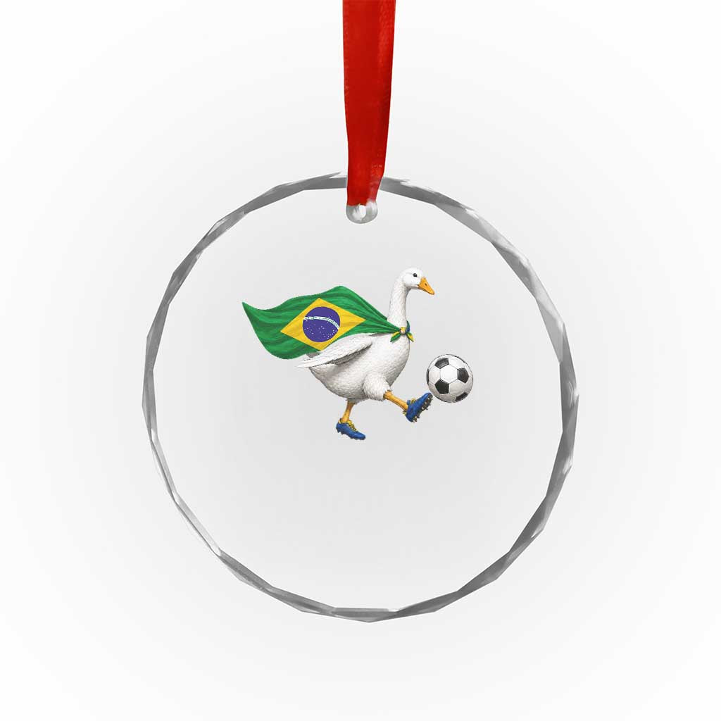 Brazil Soccer Goose Crystal Glass Ornament Brazilian Flag Patriotic Football Fan Graphic