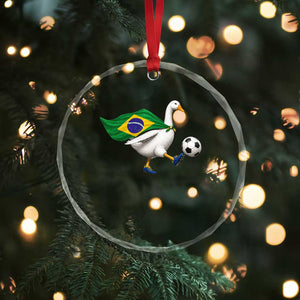 Brazil Soccer Goose Crystal Glass Ornament Brazilian Flag Patriotic Football Fan Graphic