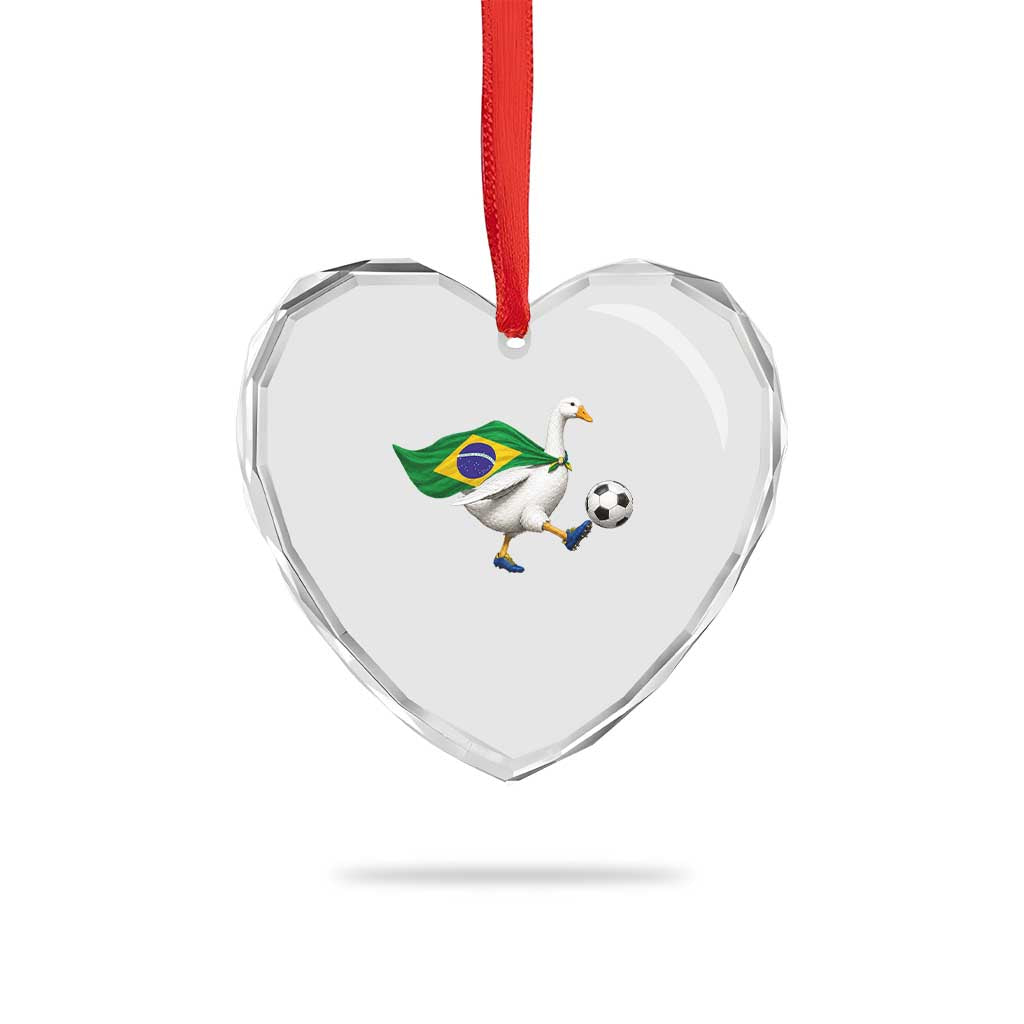 Brazil Soccer Goose Heart Crystal Glass Ornament Brazilian Flag Patriotic Football Fan Graphic TS10 Print Your Wear