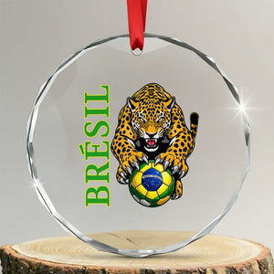 Brazil Soccer Jaguar Crystal Glass Ornament Football Supporter Gift TS12 Transparent Glass 3'' Circle Print Your Wear