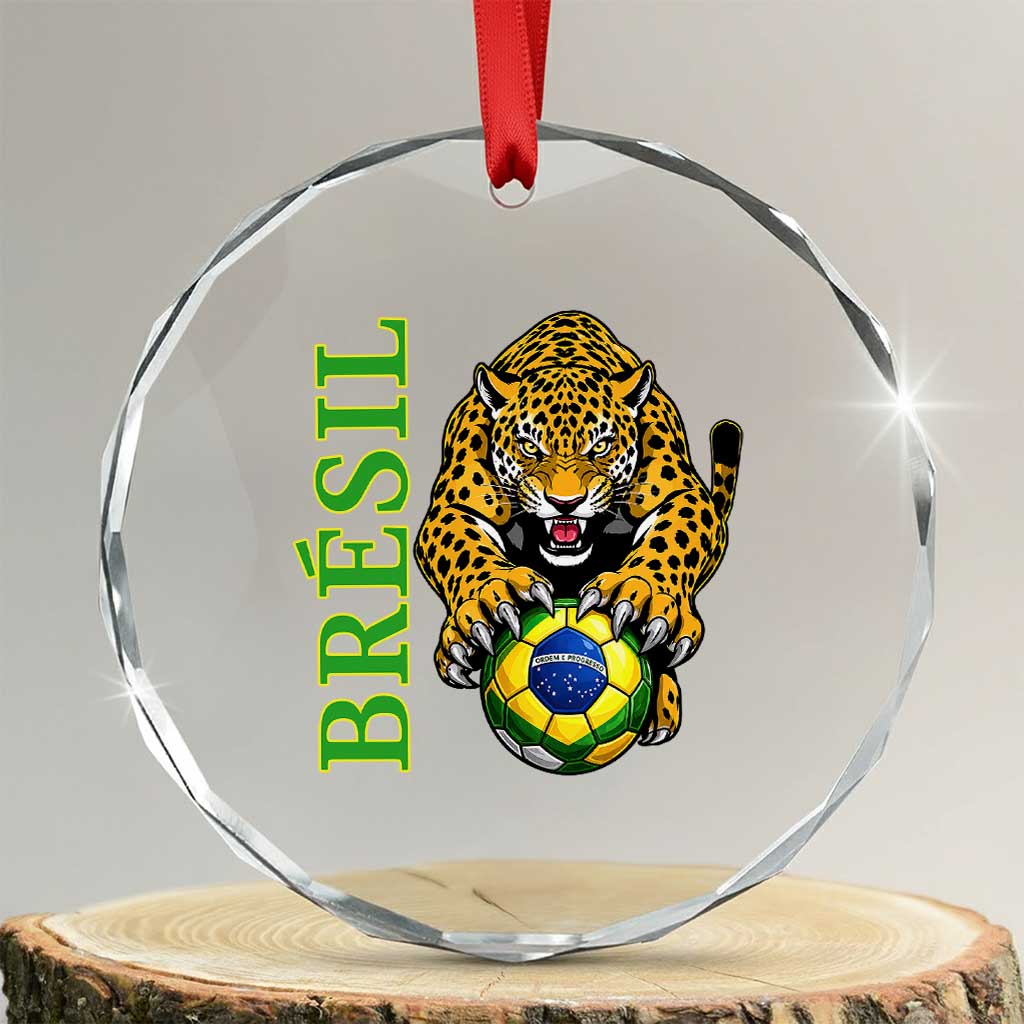 Brazil Soccer Jaguar Crystal Glass Ornament Football Supporter Gift TS12 Transparent Glass 3'' Circle Print Your Wear