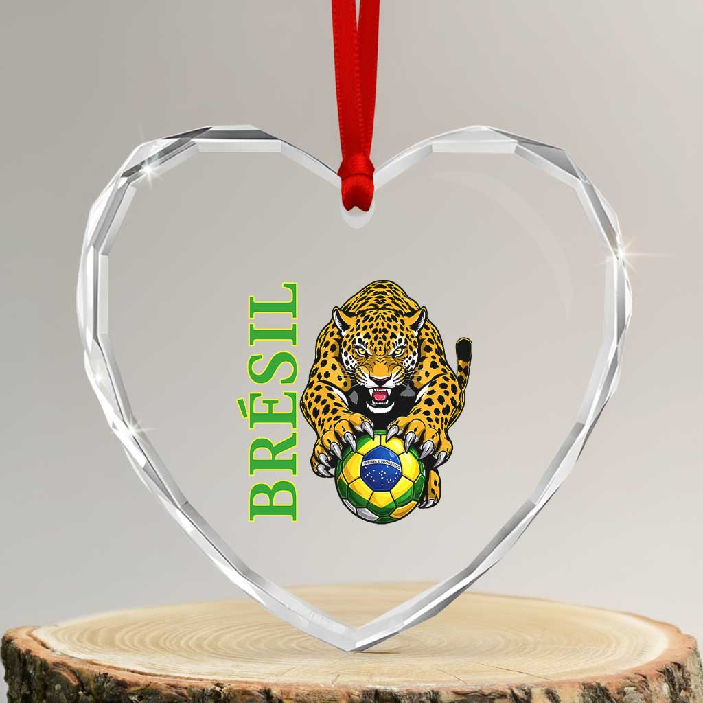 Brazil Soccer Jaguar Heart Crystal Glass Ornament Football Supporter Gift TS12 Transparent Glass 3'' Heart Print Your Wear