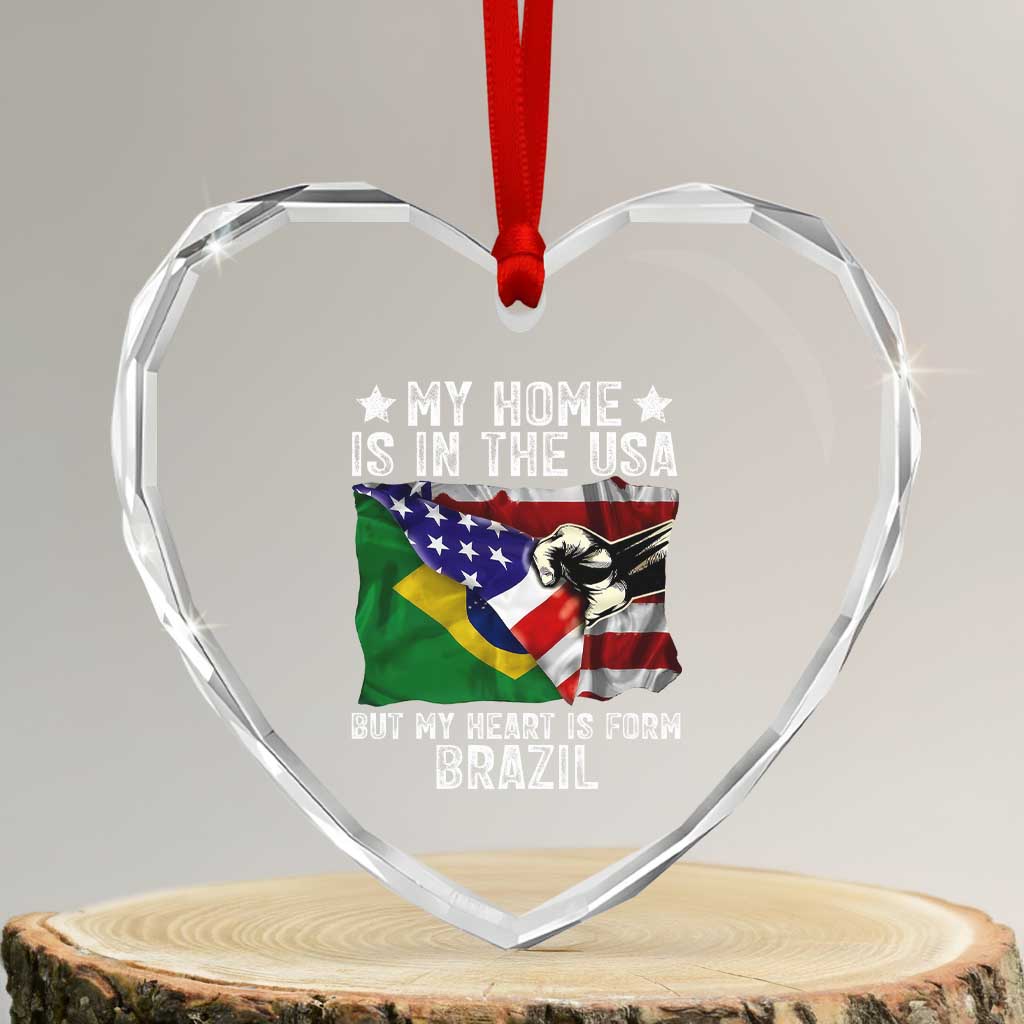 Brazilian American Patriot Heart Is From Brazil Flag Heart Crystal Glass Ornament TS14 Transparent Glass 3'' Heart Print Your Wear
