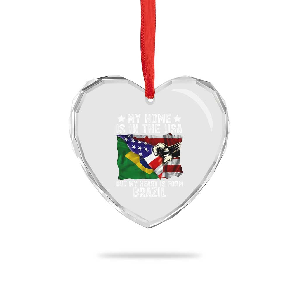 Brazilian American Patriot Heart Is From Brazil Flag Heart Crystal Glass Ornament TS14 Print Your Wear