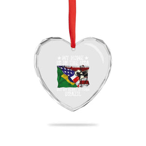 Brazilian American Patriot Heart Is From Brazil Flag Heart Crystal Glass Ornament TS14 Print Your Wear