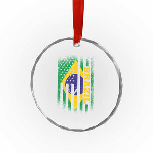 Brazilian Americans Brazilian Pride Latin Vintage USA Brazil Flag Crystal Glass Ornament