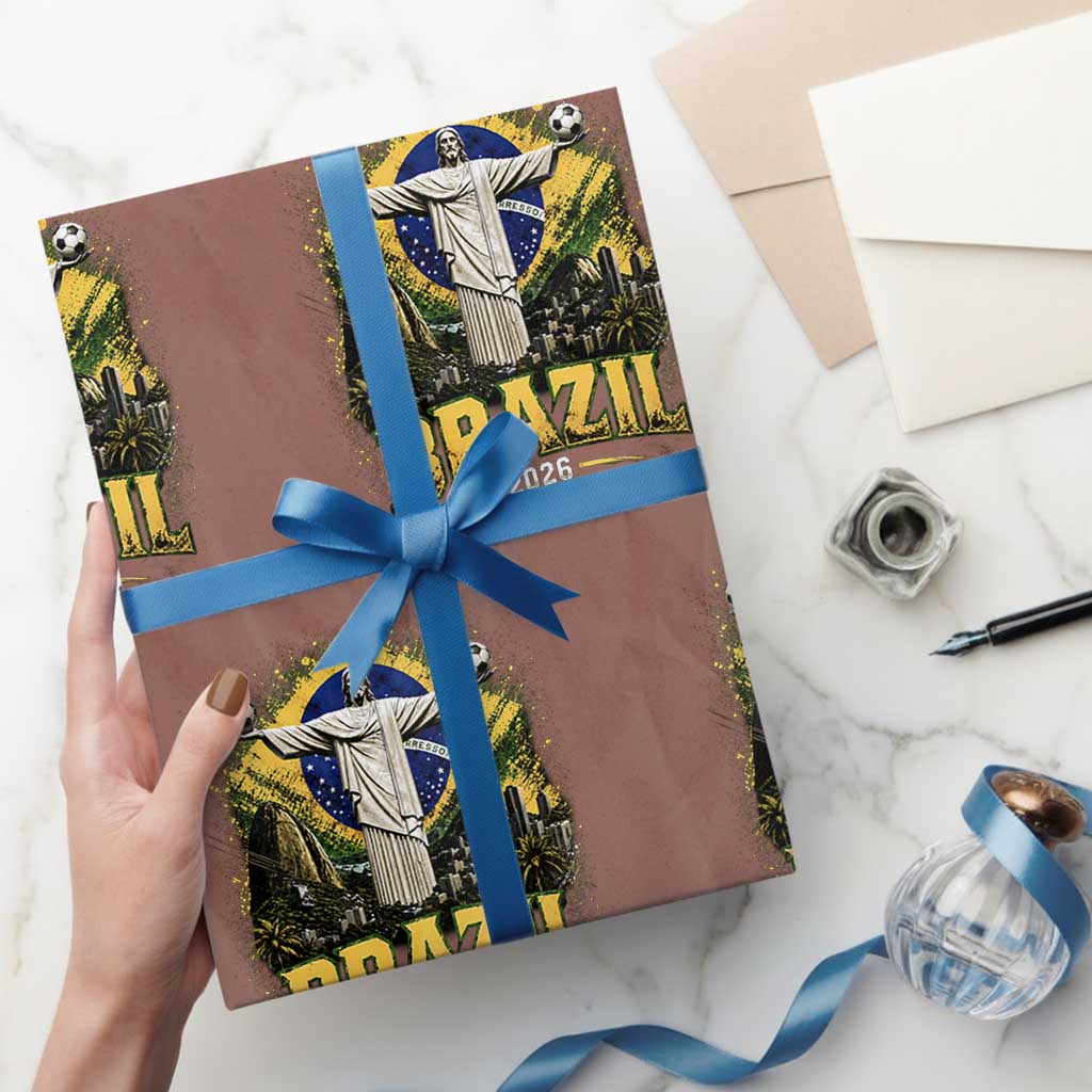 Brazilian Futbol 2026 Wrapping Paper Roll Christ The Redeemer Football Pride