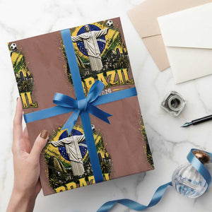 Brazilian Futbol 2026 Wrapping Paper Roll Christ The Redeemer Football Pride