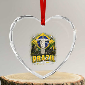 Brazilian Futbol 2026 Heart Crystal Glass Ornament Christ The Redeemer Football Pride