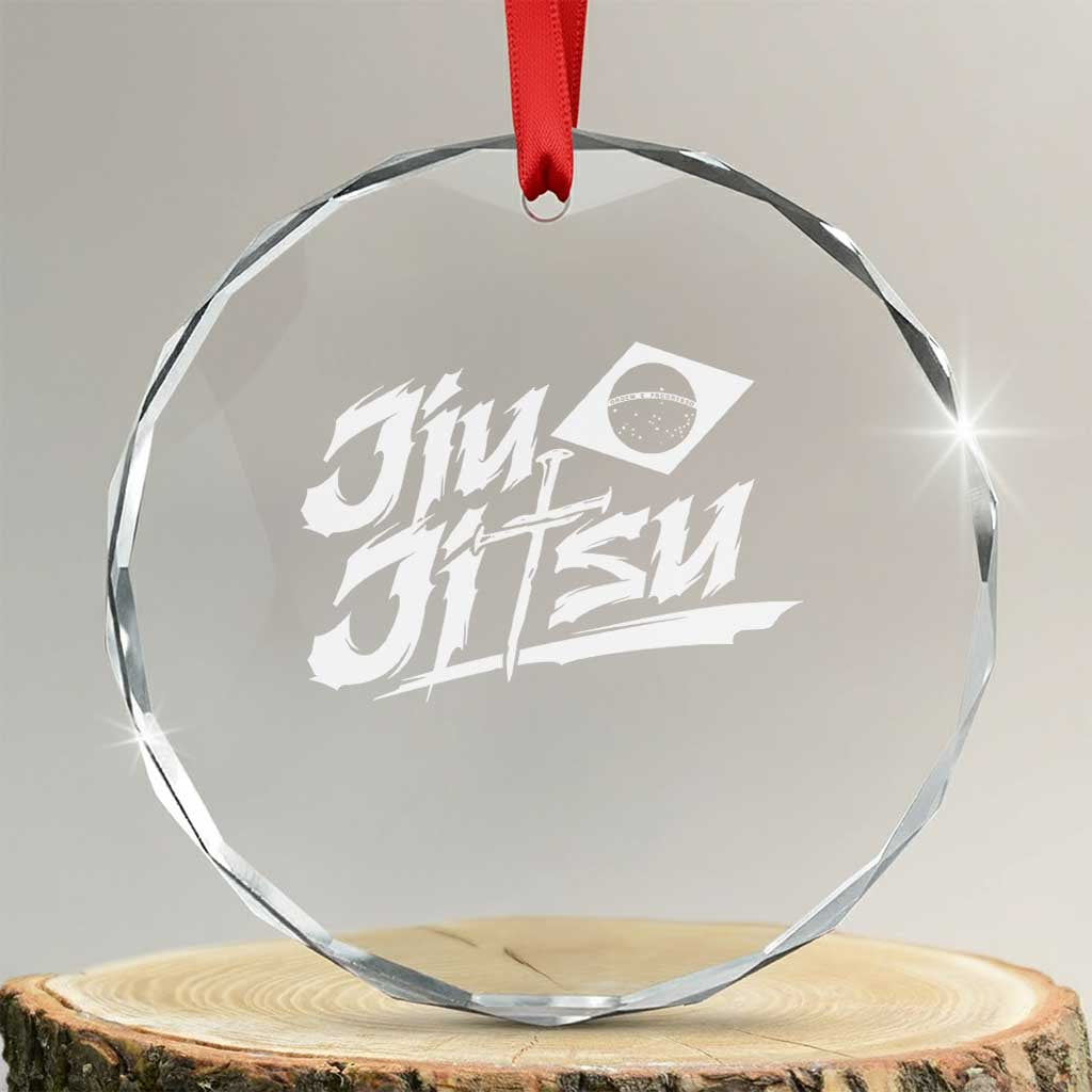 Brazilian Jiu Jitsu Crystal Glass Ornament Christian Cross BJJ Fighter Training Tee for Martial Arts Lovers TS10 Transparent Glass 3'' Circle Print Your Wear