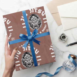 Brazilian Jiu Jitsu Wrapping Paper Roll Train Like A Beast Vintage BJJ Grappling Gorilla TS10 Mocha Print Your Wear