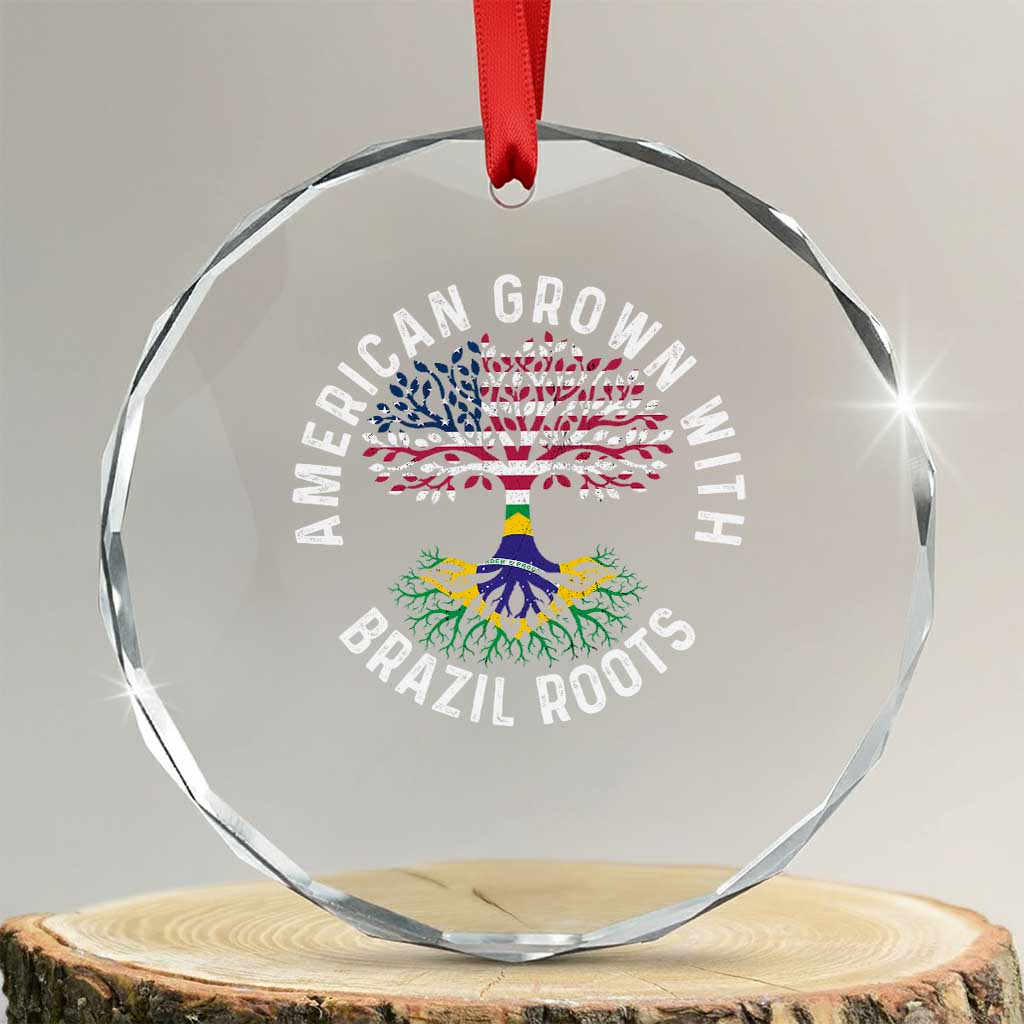 Brazilian Roots American Grown Tree Flag Crystal Glass Ornament TS14 Transparent Glass 3'' Circle Print Your Wear