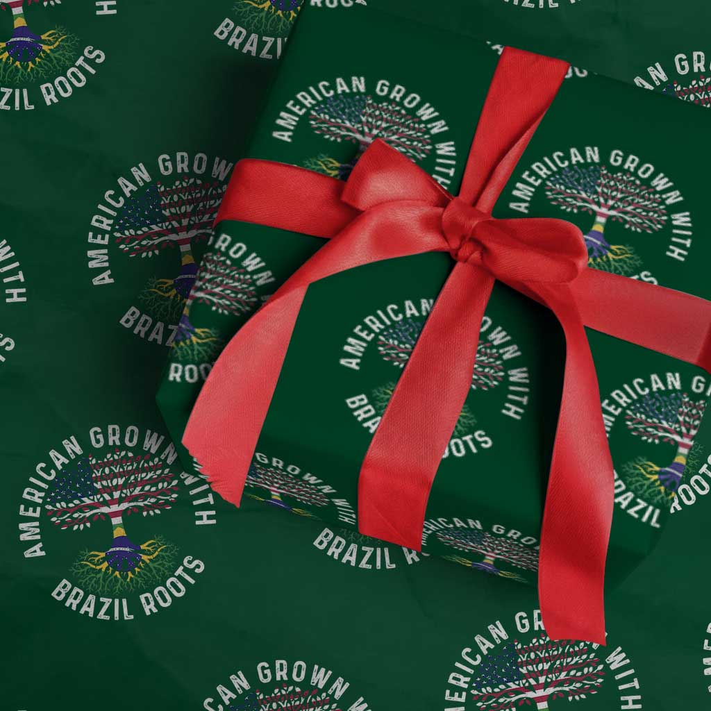Brazilian Roots American Grown Tree Flag Wrapping Paper Roll TS14 Green Print Your Wear