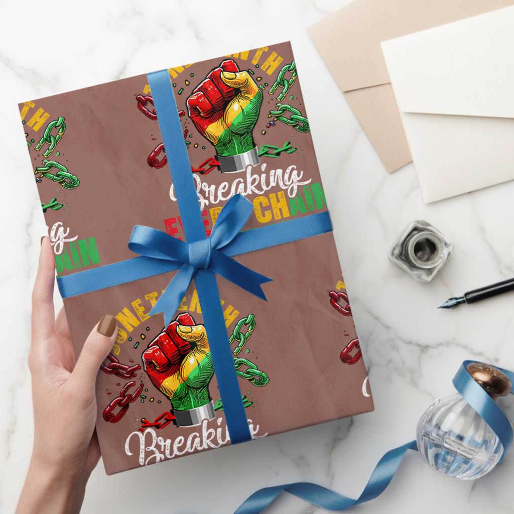 Breaking Every Chain Since 1865 Juneteenth Wrapping Paper Roll Celebrating Black Freedom TS10 Mocha Print Your Wear