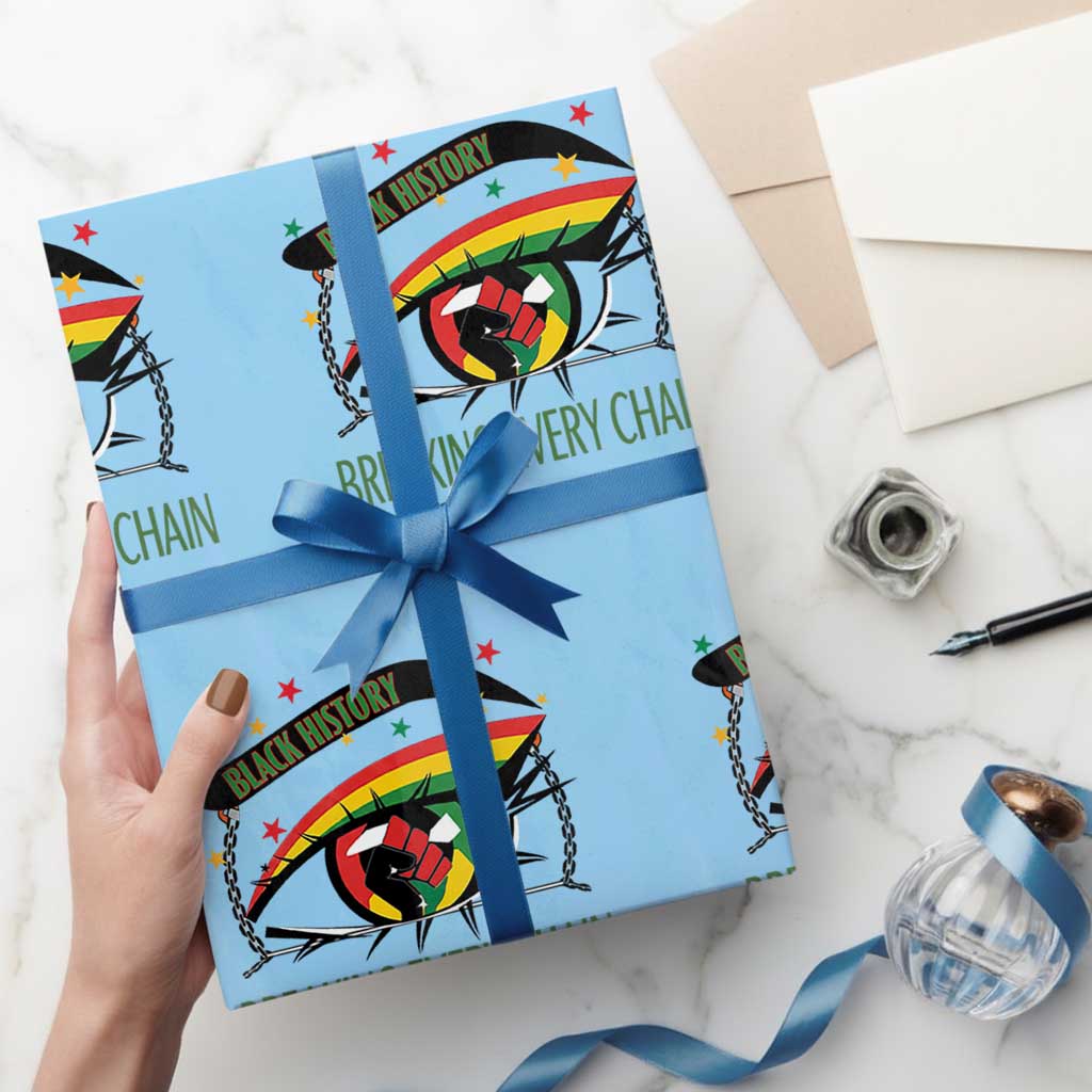 Breaking Every Chain Wrapping Paper Roll Black History Month Freedom Gift TS12 Light Blue Print Your Wear