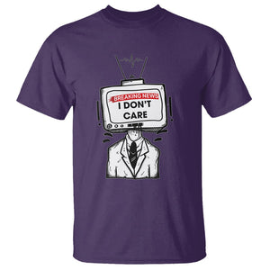Breaking News I Don't Care Funny Sarcasm Humor Sarcastic Joke Aniti Social T Shirt TS09 Purple Printyourwear