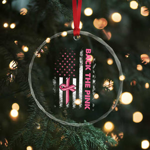 Breast Cancer Awareness Crystal Glass Ornament Back The Pink Warrior American Flag TS11 Print Your Wear