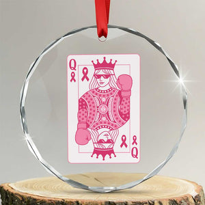 Breast Cancer Awareness Crystal Glass Ornament Queen Of Pink Ribbon Blackjack Cards Poker TS10 Transparent Glass 3'' Circle Print Your Wear