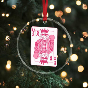 Breast Cancer Awareness Crystal Glass Ornament Queen Of Pink Ribbon Blackjack Cards Poker TS10 Print Your Wear