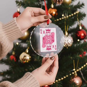 Breast Cancer Awareness Crystal Glass Ornament Queen Of Pink Ribbon Blackjack Cards Poker TS10 Print Your Wear