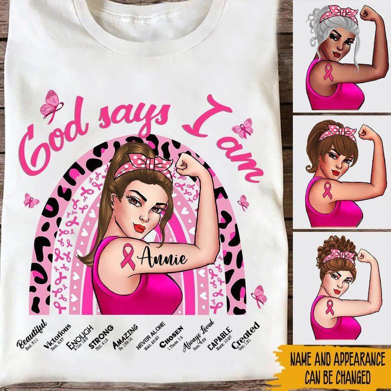 Breast Cancer Awareness Custom Shirts Awareness Month God Says I Am Pink Warrior CTM Sweater Adult Custom - Printyourwear