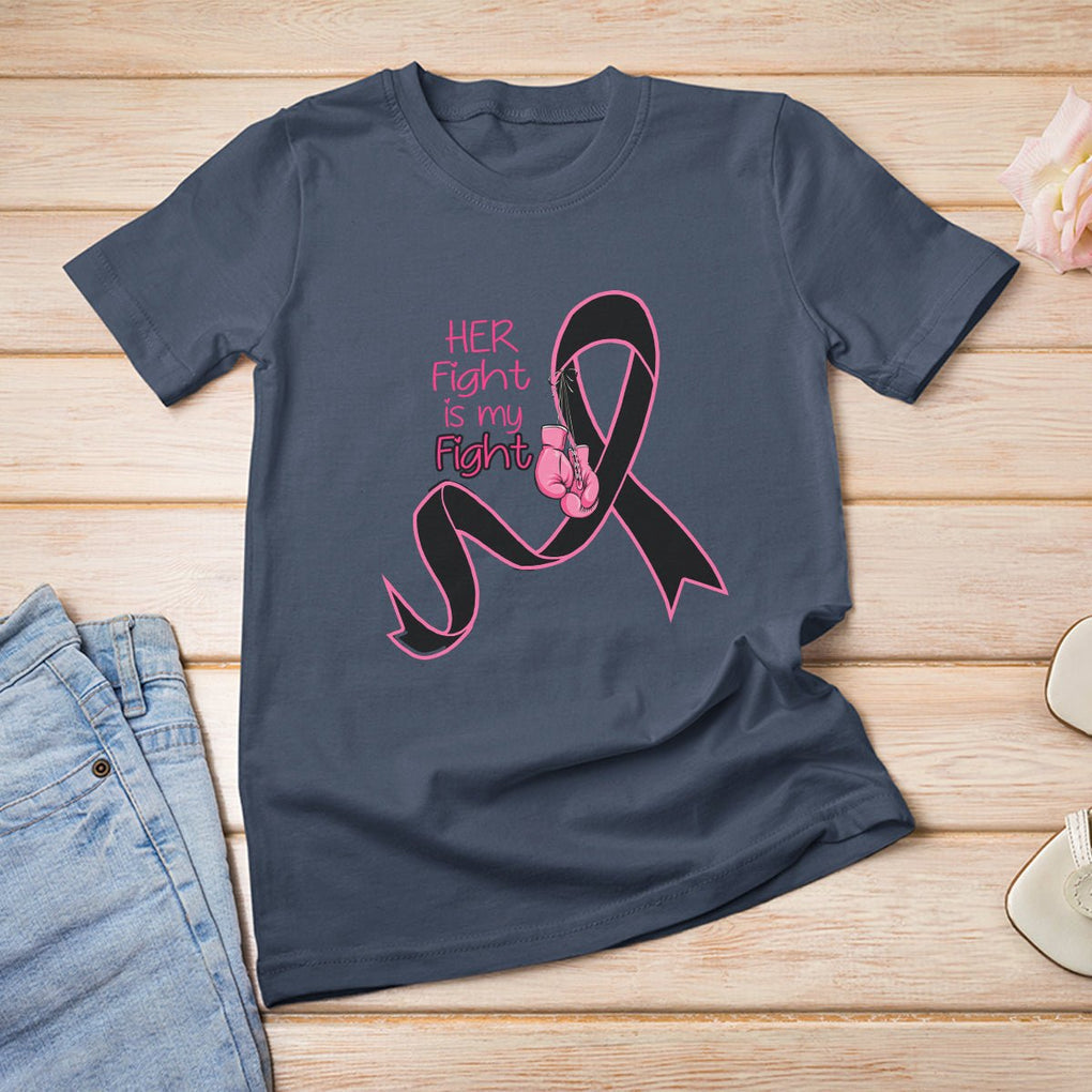 Breast Cancer Awareness For Women Her Fight Is My Fight Pink Ribbon Boxing Gloves TS02 Navy Printyourwear