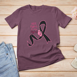 Breast Cancer Awareness For Women Her Fight Is My Fight Pink Ribbon Boxing Gloves TS02 Maroon Printyourwear