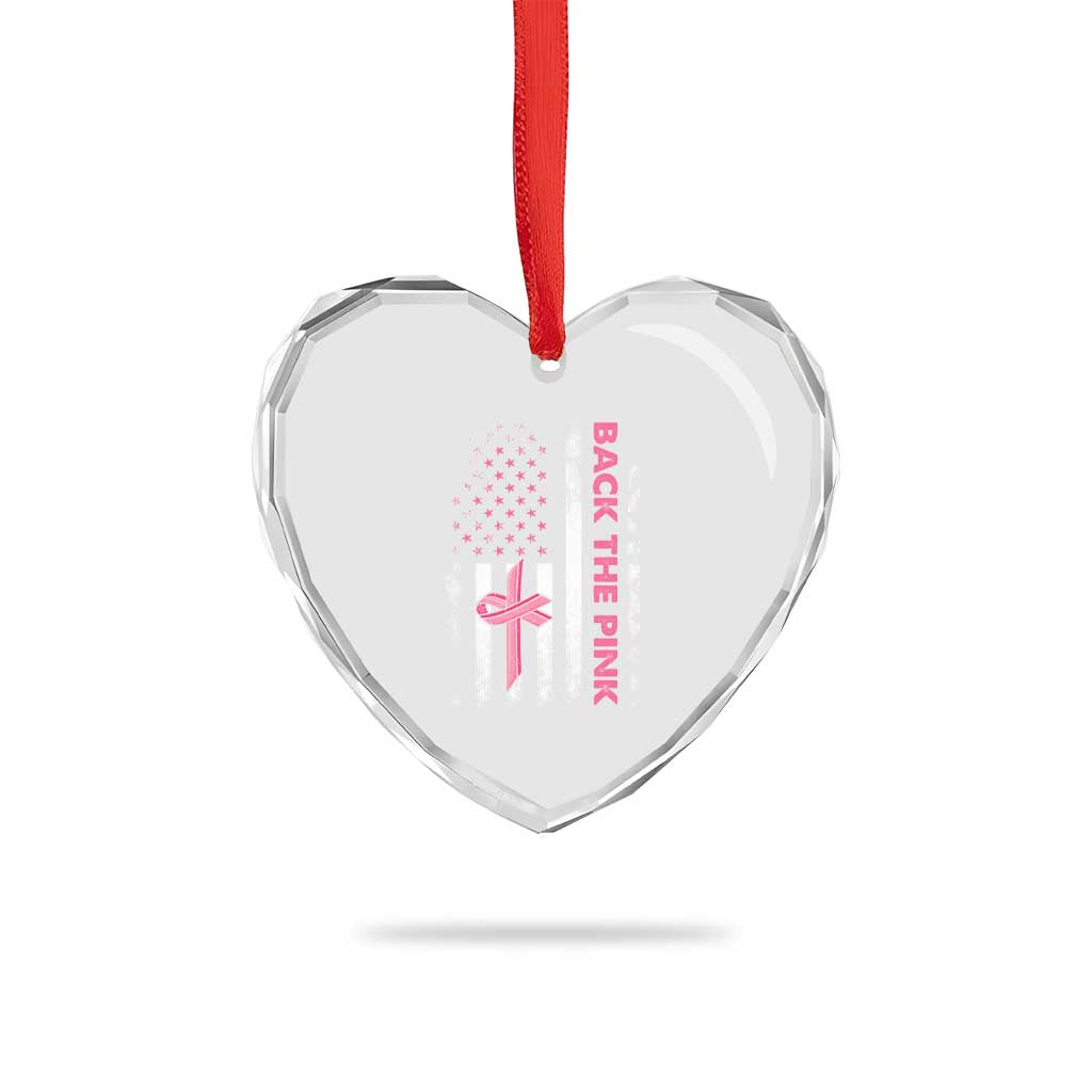 Breast Cancer Awareness Heart Crystal Glass Ornament Back The Pink Warrior American Flag TS11 Print Your Wear
