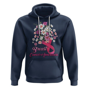 Breast Cancer Awareness Hoodie Pink Ribbon Flower Bouquet Supoprt Women Breast Cancer Warrior TS02 Navy Printyourwear