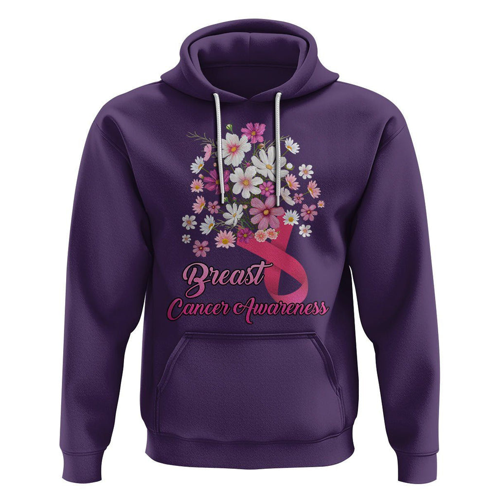 Breast Cancer Awareness Hoodie Pink Ribbon Flower Bouquet Supoprt Women Breast Cancer Warrior TS02 Purple Printyourwear