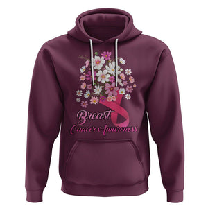 Breast Cancer Awareness Hoodie Pink Ribbon Flower Bouquet Supoprt Women Breast Cancer Warrior TS02 Maroon Printyourwear